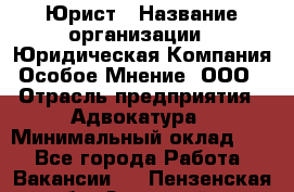 Юрист › Название организации ­ Юридическая Компания Особое Мнение, ООО › Отрасль предприятия ­ Адвокатура › Минимальный оклад ­ 1 - Все города Работа » Вакансии   . Пензенская обл.,Заречный г.